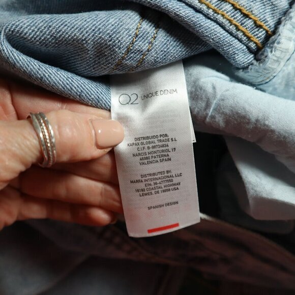 NEW Q2 Tie Ankle Jeans Womens Zip Fly Light Wash Tapered Leg Bohemian Casual - Picture 7 of 8